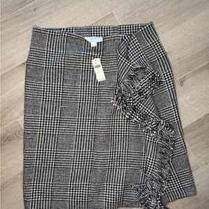 NWT Mare Mare Anthropologie Fringe Plaid Skirt L